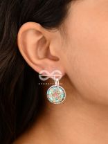 Astonishing Aztec Style Glass Button Earrings