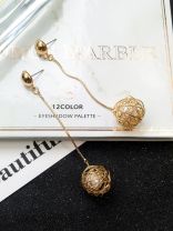 Hanging on a string, Pearl in a Cage of Gold Earrings