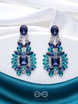 The Midnight Ocean Blue Studded Statement Earrings
