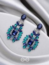 The Midnight Ocean Blue Studded Statement Earrings