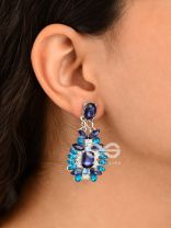The Midnight Ocean Blue Studded Statement Earrings