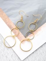 The Layered Circles - Golden Dangling Earrings