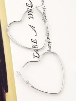 Love Me Like I do - Trendy Heart Hoops- Silver