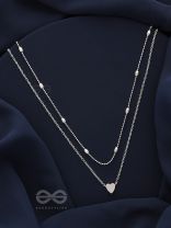 Charming beauty double layered Heart necklace- Silver