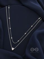 Charming beauty double layered Heart necklace- Silver