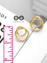 The Golden Intertwined Circles - Casual Daily-wear Studs
