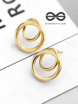 The Golden Intertwined Circles - Casual Daily-wear Studs