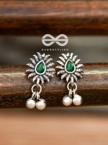 The Flared Droplet Studs (Emerald Green) - The Melodious Ghungroo Collection