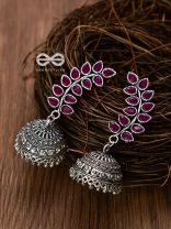 The Elegance of Nature (Ruby Red) Jhumkas - Embellished Oxidised Collection