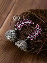 The Elegance of Nature (Ruby Red) Jhumkas - Embellished Oxidised Collection