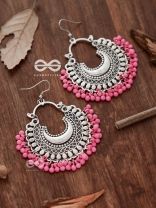 The Motif Moon Chandbali Earrings (Watermelon Pink) - The Boho Basics