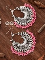 The Motif Moon Chandbali Earrings (Watermelon Pink) - The Boho Basics