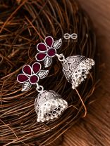 The Floral Delight Meenakari Arwork Jhumkis (Red)