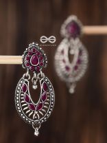 The Drops of Elegance Earrings (Ruby Red) - The Embellished Oxidised Collection