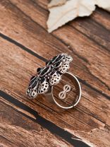 The Scarlett Ring (Adjustable) - Onyx Black - The Embellished Oxidised Collection