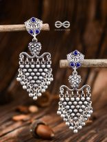 The Cute Mesh Earrings (Sapphire Blue) - The Embellished Oxidised Collection