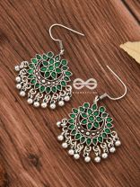 The Fabulous Floral Enamel Danglers- Green - The Embellished Oxidised Collection