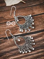 The Shimmery Florals - Oxidised Boho Earrings