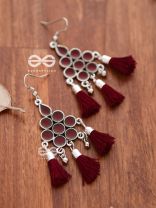 The Enamelled Tassels (Burgundy) - Embellished Oxidised Earrings