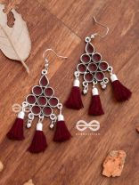 The Enamelled Tassels (Burgundy) - Embellished Oxidised Earrings
