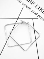 The Everyday Chic - Oversized Rectangle Hoops - Silver