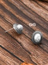The Marble Button Studs - Tiny Trinket Earrings