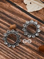 The Pointy Floral Studs - Oxidised Boho Earrings