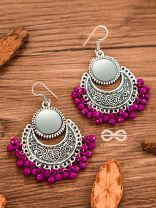 The Mirror Motifs (Pink) - Oxidised Boho Earrings