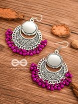 The Mirror Motifs (Pink) - Oxidised Boho Earrings