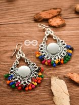 Motif Mirrors on My Ears (Multicoloured) - Oxidised Boho Earrings