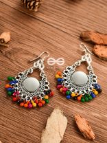 Motif Mirrors on My Ears (Multicoloured) - Oxidised Boho Earrings