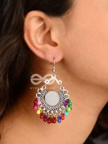 Motif Mirrors on My Ears (Multicoloured) - Oxidised Boho Earrings