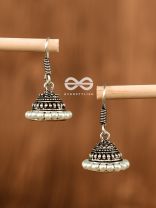 The Threaded Pearl Jhumki - Tiny Trinket Earrings
