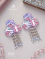 Karutaka - The Clover Leaf - Sequins And Beads Hand Embroidered Earrings (Multicolor)