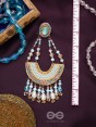 Sinivali- The Beautiful Crescent- Stone and Glass Bead Embroidered Earrings