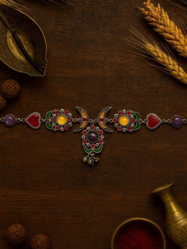 Aastarana- The Stunning Tapestry- Stones, Sequins and Resham Embroidered Statement Necklace