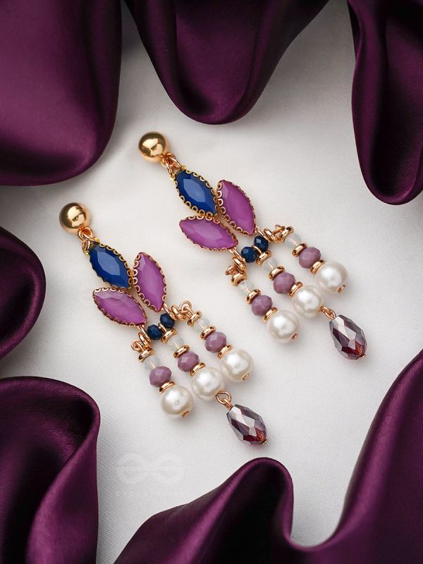 The Purple Heart- Golden Embellished Earrings