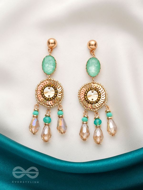 The Tuscan Sun- Golden Embellished Earrings