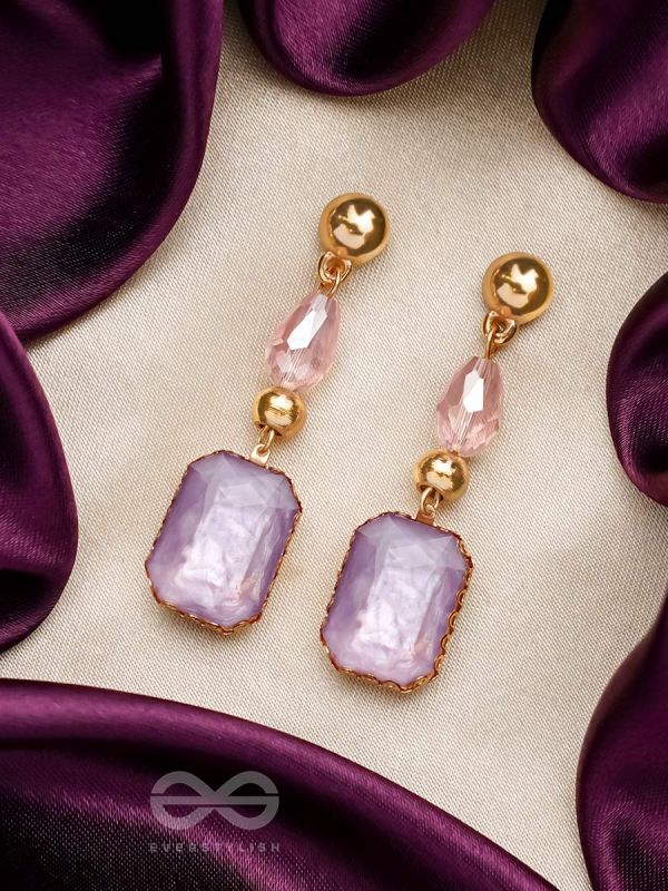 The Violet Mist- Golden Embellished Earrings