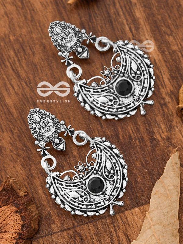 The Godly Artwork Danglers (Onyx Black) - Embellished Oxidised Collection