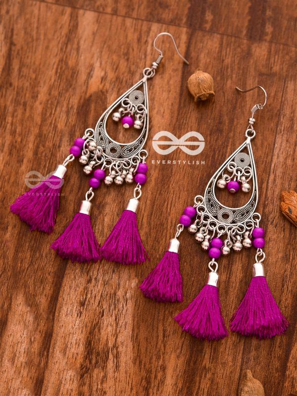 The ColourSplash Playthings - Oxidised Tassled Danglers (Fuschia)