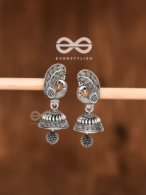 The Little Elegant Peacock Bell Jhumkis - Tiny Trinket Earrings