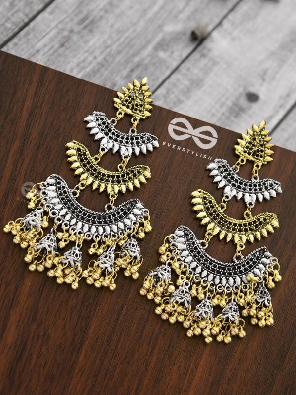 The Oversized Dual Tone Statement Makers - Oxidised Boho Earrings