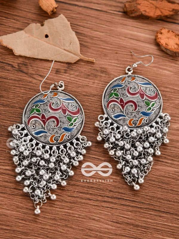 The Ethnic Enamelled Jhaalar - Oxidised Boho Earrings