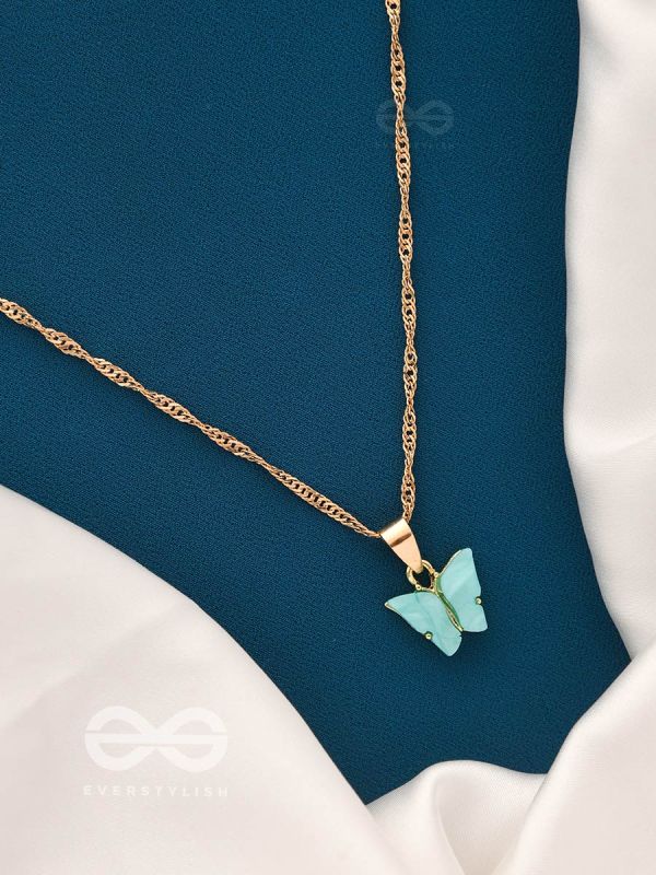 The Beguiling Butterfly - Golden Casual Neckpiece (Mint Green)