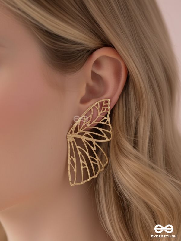 The Glorious Butterflies - Golden Statement Stud Earrings