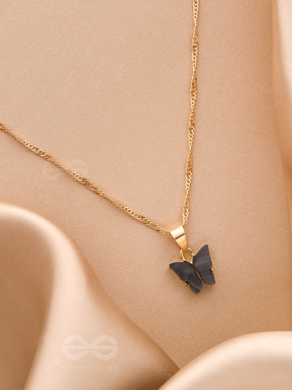 The Beguiling Butterfly - Golden Casual Neckpiece (Onyx Black)