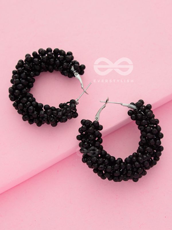 A Glimmer of Shimmer - Playful Embellished Hoops (Black)