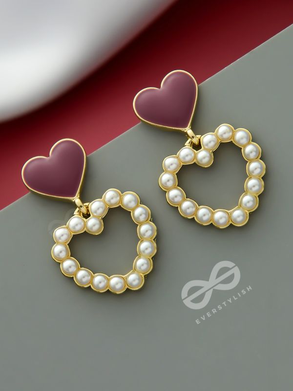 I'm all Heart - Statement Pearl Enamelled Earrings