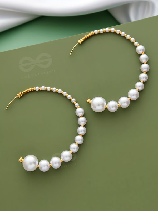 The Crescent Moon Pearls - Statement Hoops